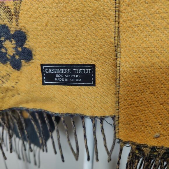 Cashmere Touch Super Soft Thick Floral Scarf or Shawl Colorful Colorblock Fringe - Picture 4 of 7